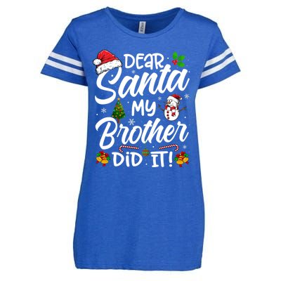 Dear Santa My Brother Did It Xmas Christmas Cute Enza Ladies Jersey Football T-Shirt