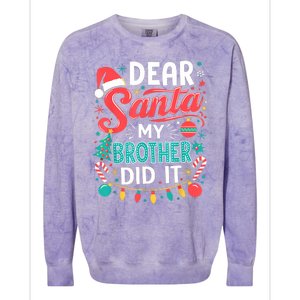 Dear Santa My Brother Did It Funny Christmas Girl Boy Colorblast Crewneck Sweatshirt