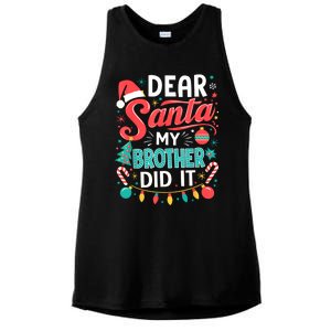 Dear Santa My Brother Did It Funny Christmas Girl Boy Ladies PosiCharge Tri-Blend Wicking Tank