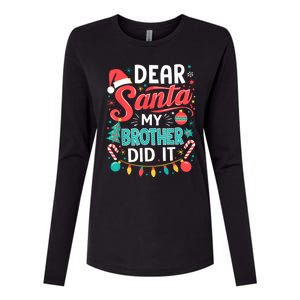 Dear Santa My Brother Did It Funny Christmas Girl Boy Womens Cotton Relaxed Long Sleeve T-Shirt