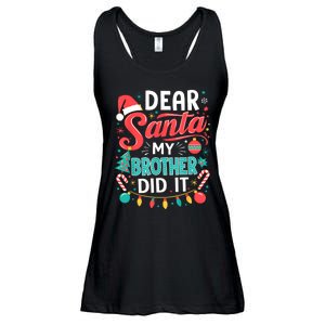 Dear Santa My Brother Did It Funny Christmas Girl Boy Ladies Essential Flowy Tank