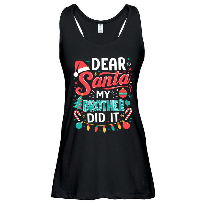 Dear Santa My Brother Did It Funny Christmas Girl Boy Ladies Essential Flowy Tank