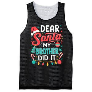 Dear Santa My Brother Did It Funny Christmas Girl Boy Mesh Reversible Basketball Jersey Tank