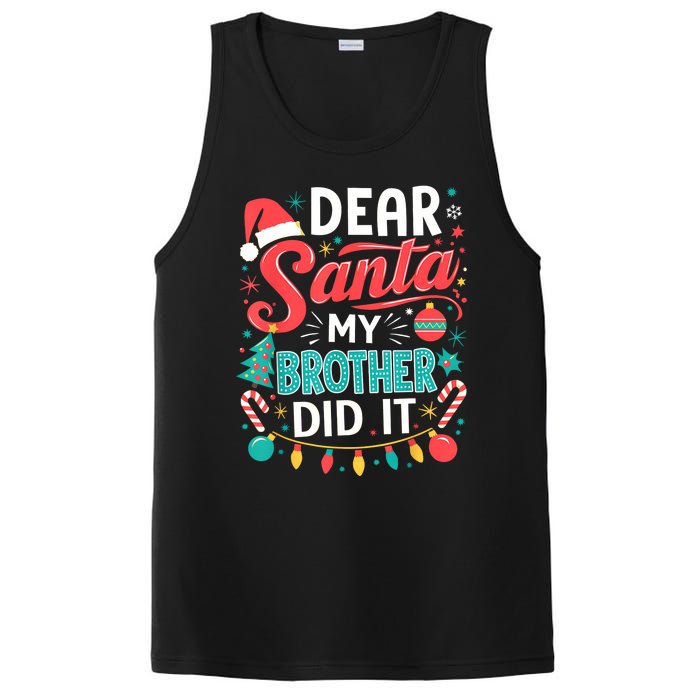 Dear Santa My Brother Did It Funny Christmas Girl Boy PosiCharge Competitor Tank