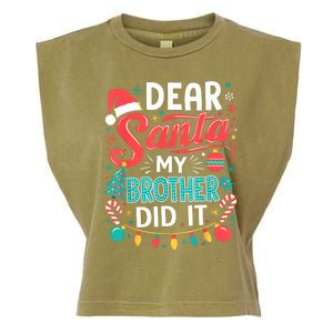 Dear Santa My Brother Did It Funny Christmas Girl Boy Garment-Dyed Women's Muscle Tee