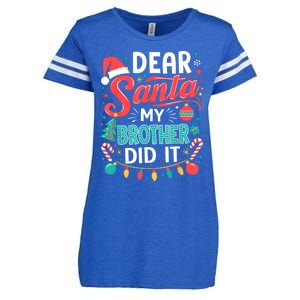 Dear Santa My Brother Did It Funny Christmas Girl Boy Enza Ladies Jersey Football T-Shirt