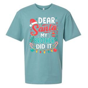 Dear Santa My Brother Did It Funny Christmas Girl Boy Sueded Cloud Jersey T-Shirt