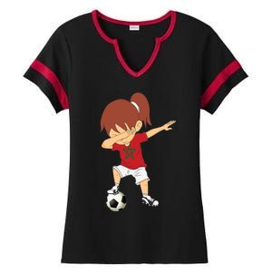 Dabbing Soccer Morocco Jersey Girls Moroccan Football Ladies Halftime Notch Neck Tee