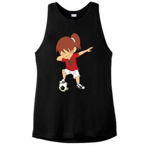 Dabbing Soccer Morocco Jersey Girls Moroccan Football Ladies PosiCharge Tri-Blend Wicking Tank