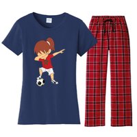 Dabbing Soccer Morocco Jersey Girls Moroccan Football Women's Flannel Pajama Set