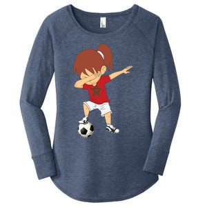 Dabbing Soccer Morocco Jersey Girls Moroccan Football Women's Perfect Tri Tunic Long Sleeve Shirt