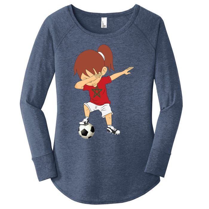 Dabbing Soccer Morocco Jersey Girls Moroccan Football Women's Perfect Tri Tunic Long Sleeve Shirt