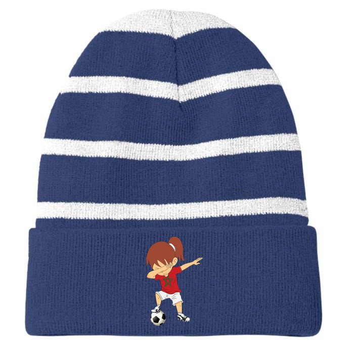 Dabbing Soccer Morocco Jersey Girls Moroccan Football Striped Beanie with Solid Band