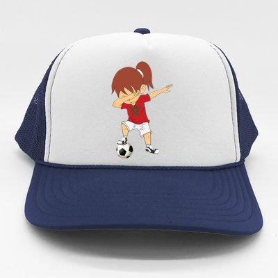 Dabbing Soccer Morocco Jersey Girls Moroccan Football Trucker Hat