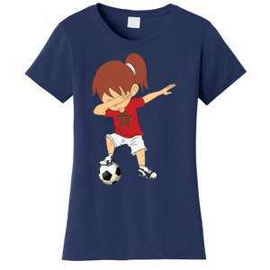 Dabbing Soccer Morocco Jersey Girls Moroccan Football Women's T-Shirt