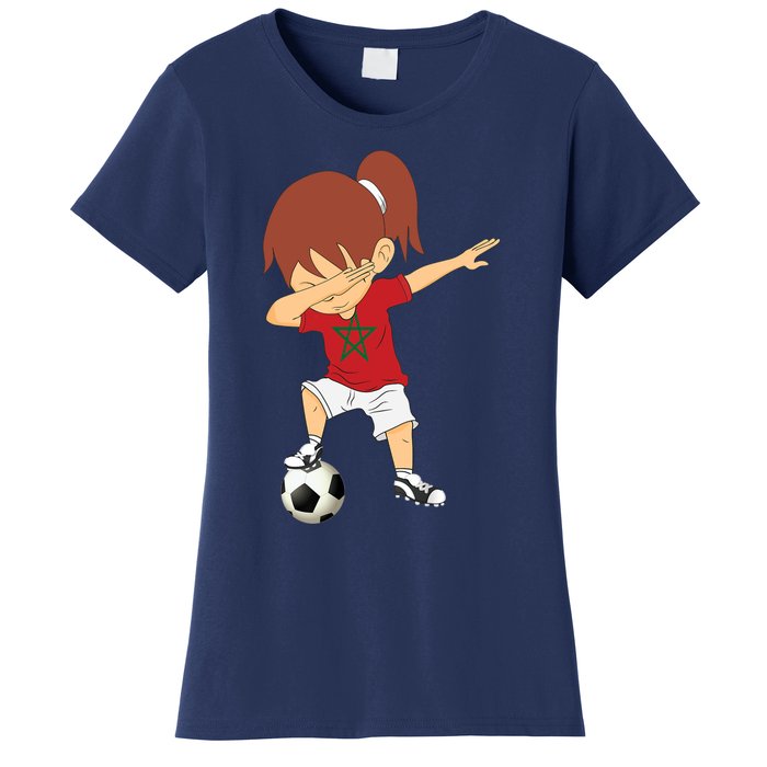 Dabbing Soccer Morocco Jersey Girls Moroccan Football Women's T-Shirt