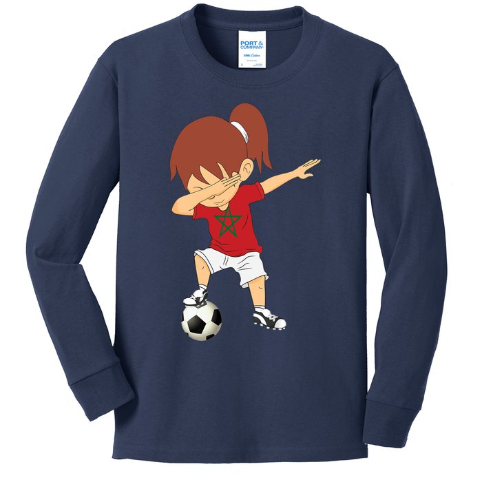 Dabbing Soccer Morocco Jersey Girls Moroccan Football Kids Long Sleeve Shirt