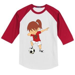 Dabbing Soccer Morocco Jersey Girls Moroccan Football Kids Colorblock Raglan Jersey