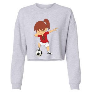 Dabbing Soccer Morocco Jersey Girls Moroccan Football Cropped Pullover Crew