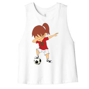 Dabbing Soccer Morocco Jersey Girls Moroccan Football Women's Racerback Cropped Tank