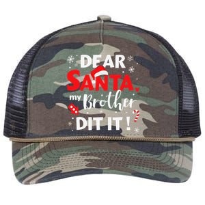 Dear Santa My Brother Did It For Matching Christmas Sister Gift.png Retro Rope Trucker Hat Cap