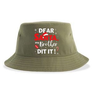 Dear Santa My Brother Did It For Matching Christmas Sister Gift.png Sustainable Bucket Hat