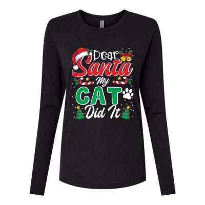 Dear Santa My Cat Did It Funny Cat Lovers Christmas Cute Gift Womens Cotton Relaxed Long Sleeve T-Shirt