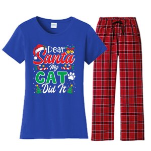 Dear Santa My Cat Did It Funny Cat Lovers Christmas Cute Gift Women's Flannel Pajama Set