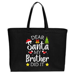 Dear Santa My Brother Did It Funny Christmas Pajamas.png Cotton Canvas Jumbo Tote