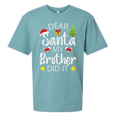 Dear Santa My Brother Did It Funny Christmas Pajamas.png Sueded Cloud Jersey T-Shirt