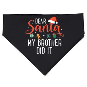 Dear Santa My Brother Did It Family Christmas USA-Made Doggie Bandana