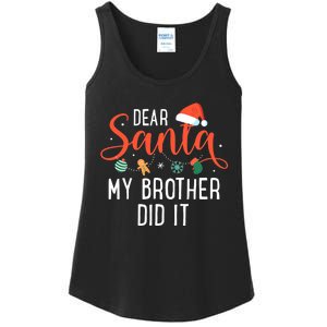 Dear Santa My Brother Did It Family Christmas Ladies Essential Tank