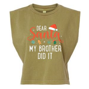 Dear Santa My Brother Did It Family Christmas Garment-Dyed Women's Muscle Tee