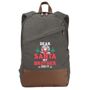 Dear Santa My Brother Did It Gift Cotton Canvas Backpack