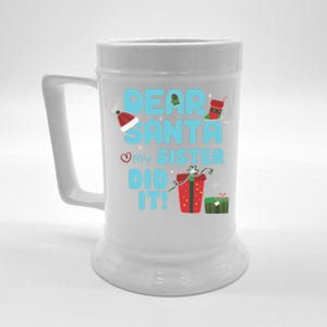 Dear Santa My Sister Did It Christmas Matching And Gift Beer Stein