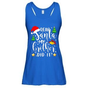 Dear Santa My Brother Did It Funny Christmas Pajama Ladies Essential Flowy Tank