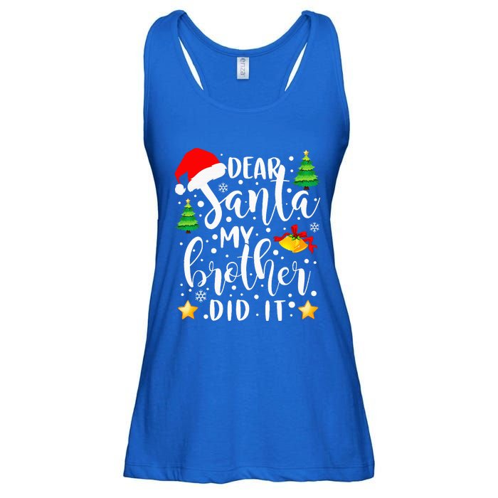 Dear Santa My Brother Did It Funny Christmas Pajama Ladies Essential Flowy Tank