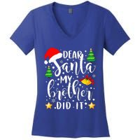 Dear Santa My Brother Did It Funny Christmas Pajama Women's V-Neck T-Shirt