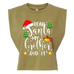 Dear Santa My Brother Did It Funny Christmas Pajama Garment-Dyed Women's Muscle Tee