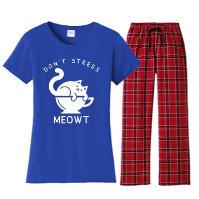 Don’t Stress Meowt Cat Gift Women's Flannel Pajama Set