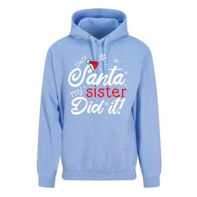 Dear Santa My Sister Did It Christmas Gift Unisex Surf Hoodie