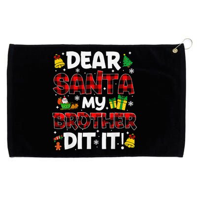 Dear Santa My Brother Did It Buffalo Plaid Christmas Pajama Grommeted Golf Towel