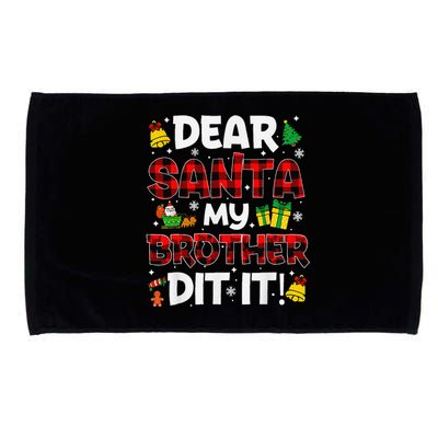 Dear Santa My Brother Did It Buffalo Plaid Christmas Pajama Microfiber Hand Towel