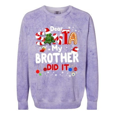 Dear Santa My Brother Did It Funny Christmas Gifts Boy Colorblast Crewneck Sweatshirt