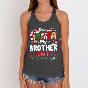 Dear Santa My Brother Did It Funny Christmas Gifts Boy Women's Knotted Racerback Tank