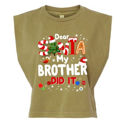 Dear Santa My Brother Did It Funny Christmas Gifts Boy Garment-Dyed Women's Muscle Tee