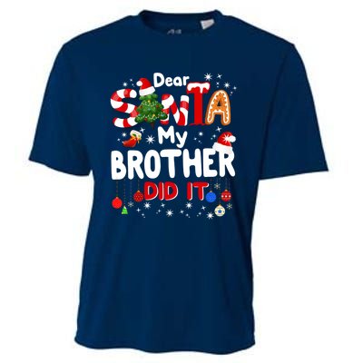 Dear Santa My Brother Did It Funny Christmas Gifts Boy Cooling Performance Crew T-Shirt