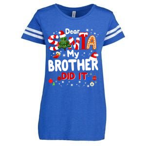 Dear Santa My Brother Did It Funny Christmas Gifts Boy Enza Ladies Jersey Football T-Shirt