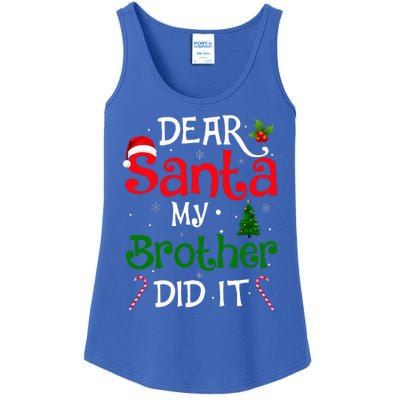 Dear Santa My Brother Did It Funny Christmas Ladies Essential Tank