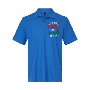 Dear Santa My Brother Did It Funny Christmas Softstyle Adult Sport Polo